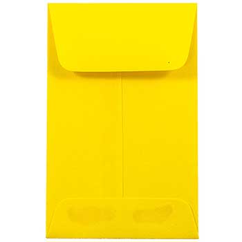 JAM Paper Coin Business Colored Envelopes, #1, 2 1/4&quot; x 3 1/2&quot;, Yellow Recycled, 25/PK