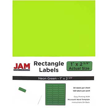JAM Paper Shipping Address Labels, Standard Mailing, 1&quot; x 2 5/8&quot;, Neon Green, 120 Labels