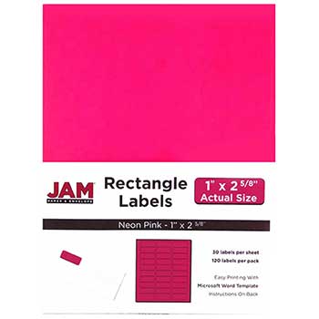 JAM Paper Shipping Address Labels, Standard Mailing, 1&quot; x 2 5/8&quot;, Neon Pink, 120 Labels