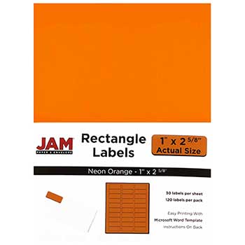 JAM Paper Shipping Address Labels, Standard Mailing, 1&quot; x 2 5/8&quot;, Neon Orange, 120 Labels