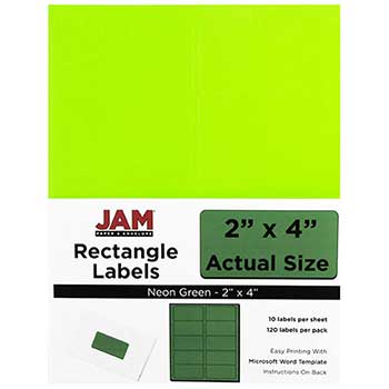 JAM Paper Shipping Address Labels, Standard Mailing, 2&quot; x 4&quot;, Neon Fluorescent Green, 120 Labels