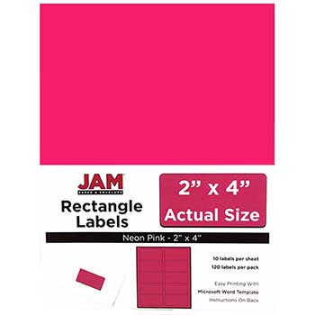 JAM Paper Shipping Address Labels, Standard Mailing, 2&quot; x 4&quot;, Neon Fluorescent Pink, 120 Labels