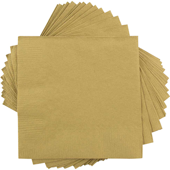 JAM Paper Small Beverage Napkins, 5 in x 5 in, Gold, 50/Pack