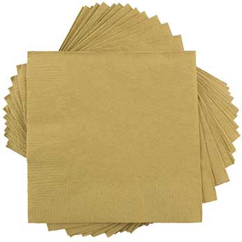 JAM Paper Lunch Napkins, 2-Ply, 6 1/2&quot; W x 6 1/2&quot; L, Gold, 600 Napkins/Pack