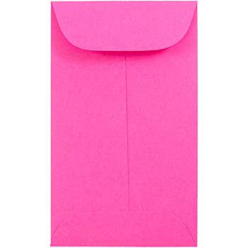 JAM Paper Coin Business Colored Envelopes, #3, 2 1/2&quot; x 4 1/4&quot;, Fuchsia Pink, 25/PK