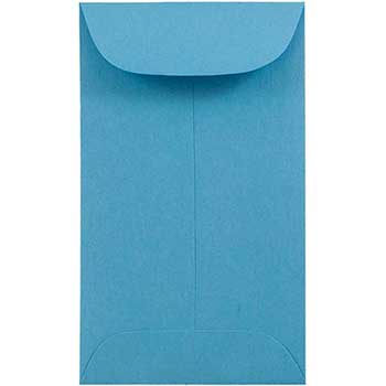 JAM Paper Coin Business Colored Envelopes, #3, 2 1/2&quot; x 4 1/4&quot;, Blue Recycled, 100/BX