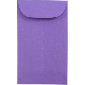 JAM Paper Coin Business Colored Envelopes, #3, 2 1/2&quot; x 4 1/4&quot;, Violet Purple Recycled, 100/BX
