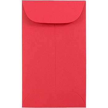JAM Paper Coin Business Colored Envelopes, #3, 2 1/2&quot; x 4 1/4&quot;, Red Recycled, 25/PK