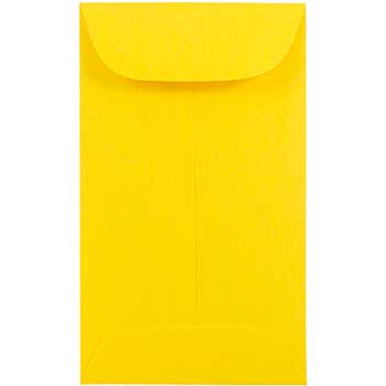 JAM Paper Coin Business Colored Envelopes, #5 1/2, 3 1/8&quot; x 5 1/2&quot;, Yellow Recycled, 100/BX