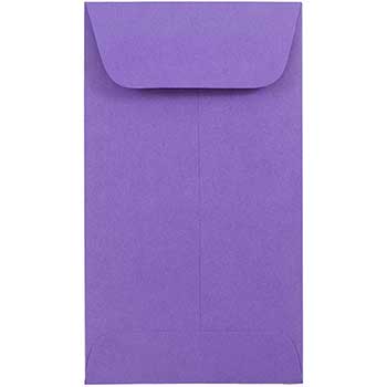 JAM Paper Coin Business Colored Envelopes, #6, 3 3/8&quot; x 6&quot;, Violet Purple Recycled, 100/BX