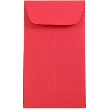 JAM Paper Coin Business Colored Envelopes, #6, 3 3/8&quot; x 6&quot;, Red Recycled, 25/PK
