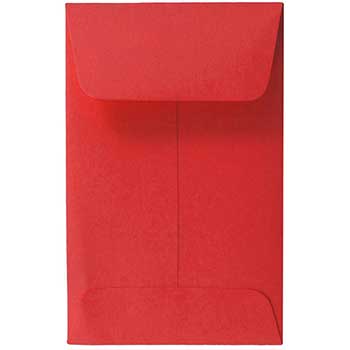 JAM Paper Coin Business Colored Envelopes, #1, 2 1/4&quot; x 3 1/2&quot;, Red Recycled, 25/PK