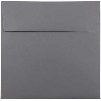 JAM Paper Square Premium Invitation Envelopes, 8 1/2&quot; x 8 1/2&quot;, Dark Grey, 25/PK