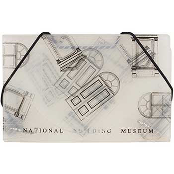 JAM Paper Plastic Business Card Holder Case, Clear Black National Building Museum Design