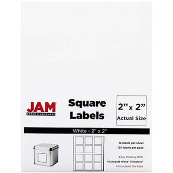 JAM Paper Shipping Labels, Square, 2&quot; x 2&quot;, White, 120 Labels