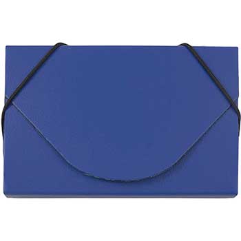 JAM Paper Colorful Business Card Holder Case with Round Flap, Blue Chipboard