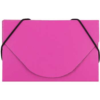 JAM Paper Colorful Business Card Holder Case with Round Flap, Fuchsia Pink Chipboard