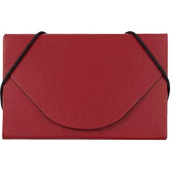 JAM Paper Colorful Business Card Holder Case with Round Flap, Red Chipboard