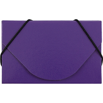 JAM Paper Colorful Business Card Holder Case with Round Flap, Purple Chipboard