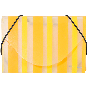 JAM Paper Plastic Business Card Holder Case, Yellow and Orange Striped