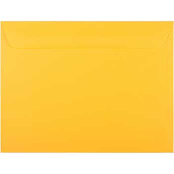JAM Paper Booklet Premium Envelopes, 9&quot; x 12&quot;, Sunflower Yellow, 100/PK