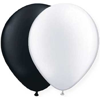 JAM Paper Latex Party Balloons, 12&quot; Black &amp; White Assortment, 36/PK