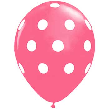 JAM Paper Latex Party Balloons, 12&quot; Pink Polka Dot, 36/PK
