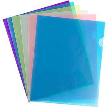 JAM Paper Plastic Sleeves, 9&quot; x 11 1/2&quot;, Assorted Primary Colors (2 Sleeves per Color), 12/PK