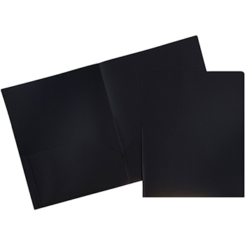 JAM Paper Plastic Two-Pocket Presentation Folders, Black, 96/PK