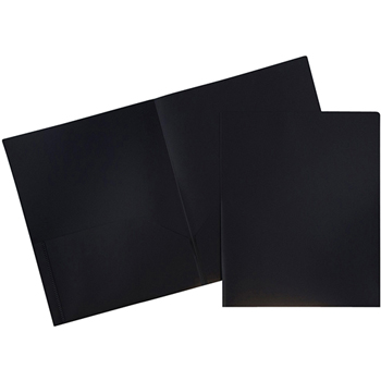 JAM Paper Plastic 2 Pocket School POP Presentation Folders, Black, 6/PK