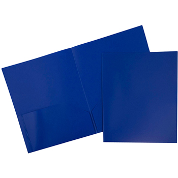 JAM Paper Plastic 2 Pocket School POP Presentation Folders, Blue, 6/PK