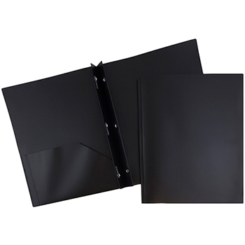 JAM Paper Plastic Two-Pocket Presentation Folders, Black, 96/PK