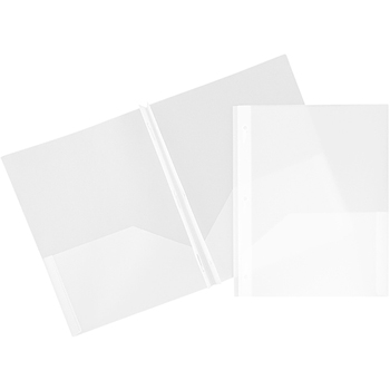 JAM Paper Plastic 2-Pocket Folder with Clasps, Clear, 6/PK
