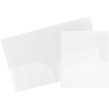 JAM Paper Plastic 2 Pocket School POP Presentation Folders, Clear, 6/PK