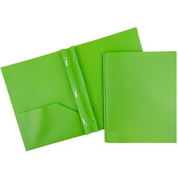 JAM Paper Plastic Two-Pocket Presentation Folders, Lime Green, 96/PK