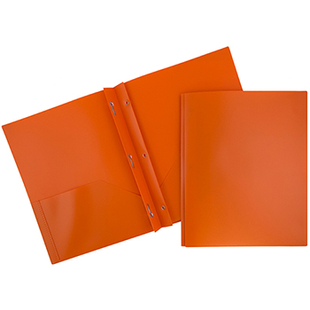 JAM Paper Plastic Two-Pocket Presentation Folders, Orange, 96/PK