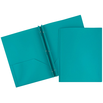 JAM Paper Plastic Two-Pocket Presentation Folders, Teal, 96/PK