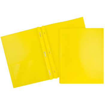 JAM Paper Plastic Two-Pocket Presentation Folders, Yellow, 96/PK