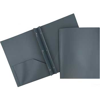 JAM Paper Plastic Presentation Folders with Clasps, Grey, 6/PK