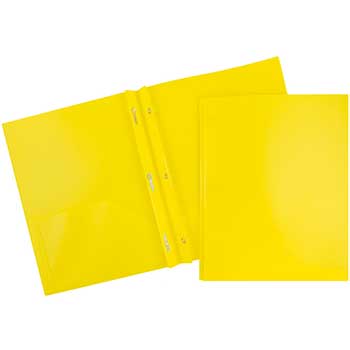 JAM Paper Plastic Presentation Folders with Clasps, Yellow, 6/PK