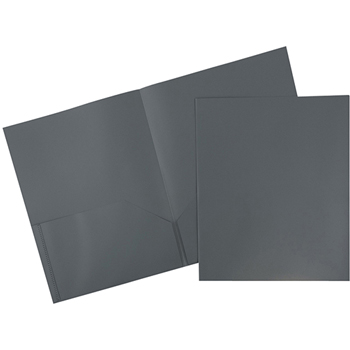 JAM Paper Plastic 2 Pocket School POP Presentation Folders, Gray, 6/PK