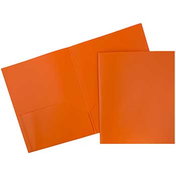 JAM Paper Medium Weight Plastic Presentation Folder, Orange, 6/PK