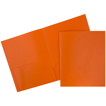 JAM Paper Plastic 2 Pocket School POP Presentation Folders, Orange, 6/PK