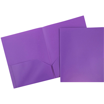 JAM Paper Plastic 2 Pocket School POP Presentation Folders, Purple, 6/PK
