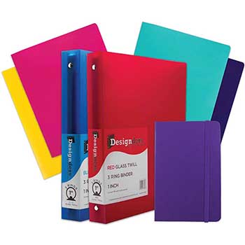 JAM Paper Back To School Assortments, Purple, 4 Heavy Duty Folders, 2 One Inch Binders &amp; 1 Purple Journal, 7/ST
