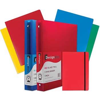 JAM Paper Back To School Assortments, 4 Heavy Duty Folders, 2 One Inch Binders &amp; 1 Red Journal, 7/ST