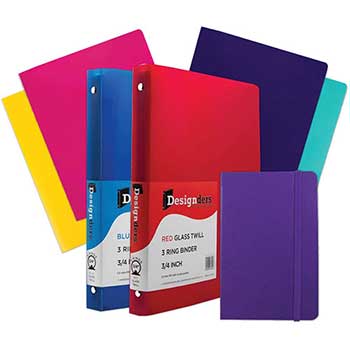 JAM Paper Back To School Assortments, Purple, 4 Heavy Duty Folders, 2 0.75 inch Binders &amp; 1 Purple Journal, 7/ST