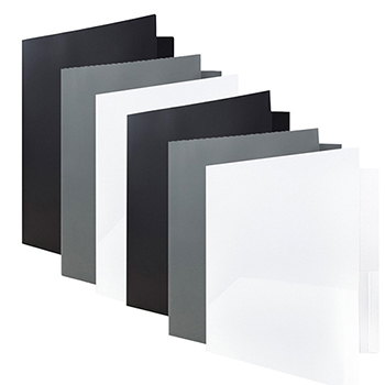 JAM Paper Plastic Two-Pocket Presentation Folders, Assorted Colors, 6/PK