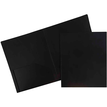 JAM Paper Plastic Heavy Duty 2 Pocket School Presentation Folders, Black, 6/PK