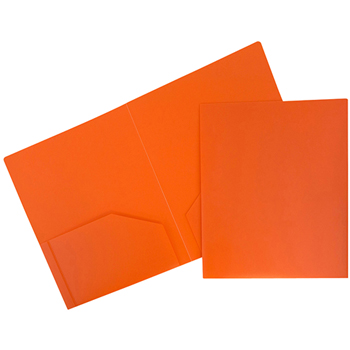 JAM Paper Plastic Heavy Duty 2 Pocket School Presentation Folders, Orange, 6/PK